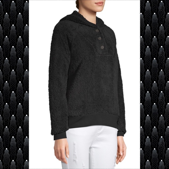 Black Sherpa Pullover Hoodie NWT - Picture 3 of 12